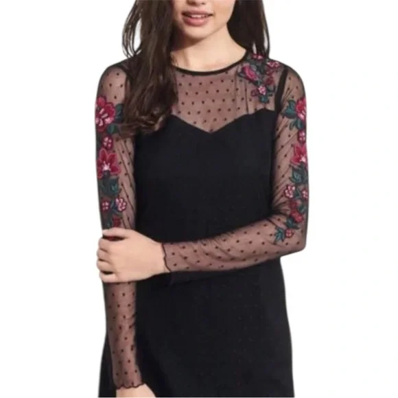 Hollister Black Mesh Floral Dress – Size Large, NWT - Picture 2 of 9